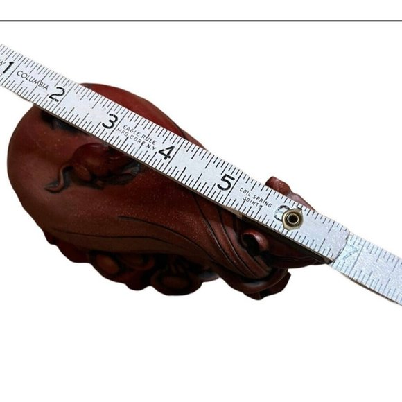 Chinese Wood Feng Shui Zodiac Coin Wealth Rat Mouse Statue Figurine - Picture 6 of 6